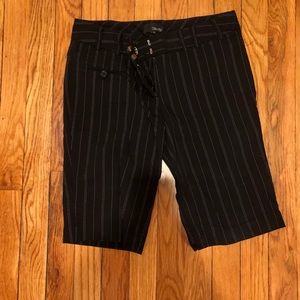 Black Pinstripe Bermuda Shorts